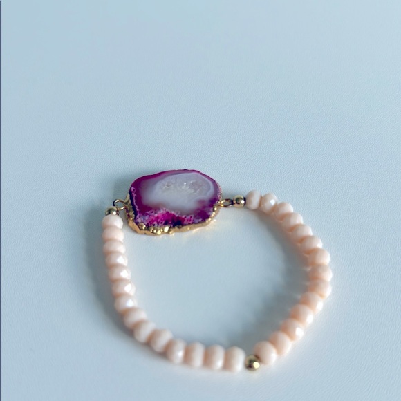 Estrella & Luna Pink druzy crystal boho bracelet - Picture 5 of 6